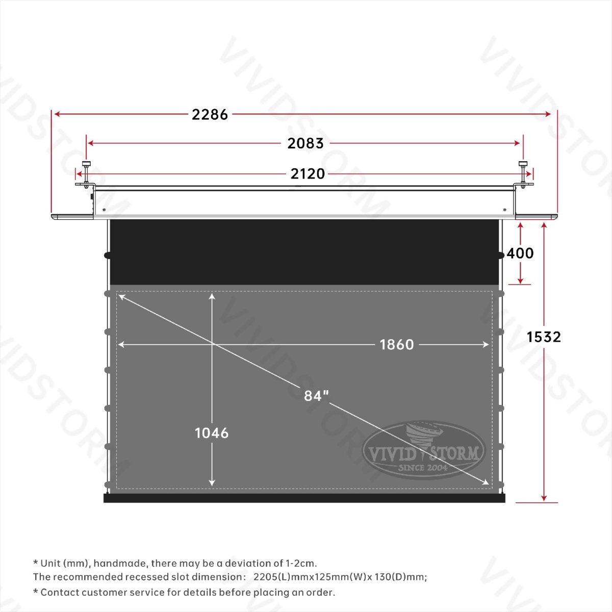 VIVIDSTORM PHANTOM Recessed In-Ceiling Motorized Tension UST ALR Projector screen