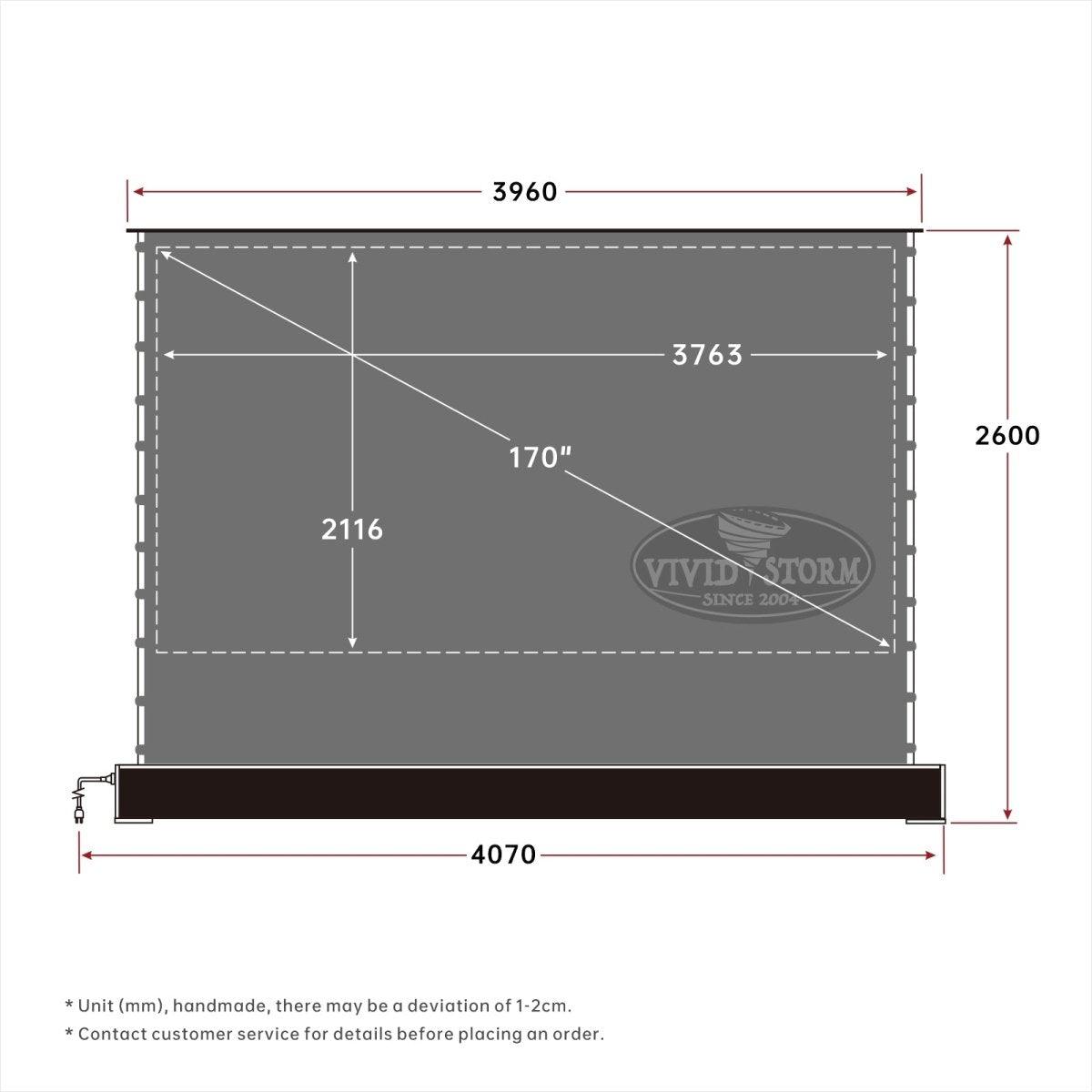 VIVIDSTORM TITAN Motorized Tension Floor Rising Projector screen-Giant size screen 160inch to 200inch