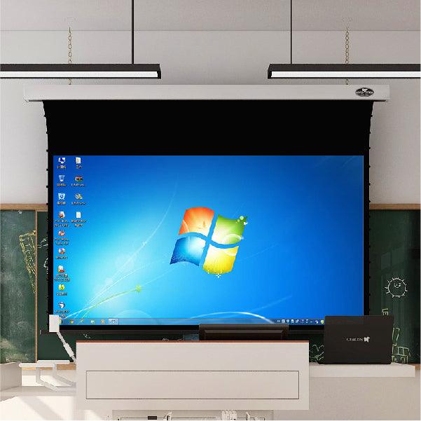 VIVIDSTORM White Cinema Perforated Slimline Motorized Tension Projector screen