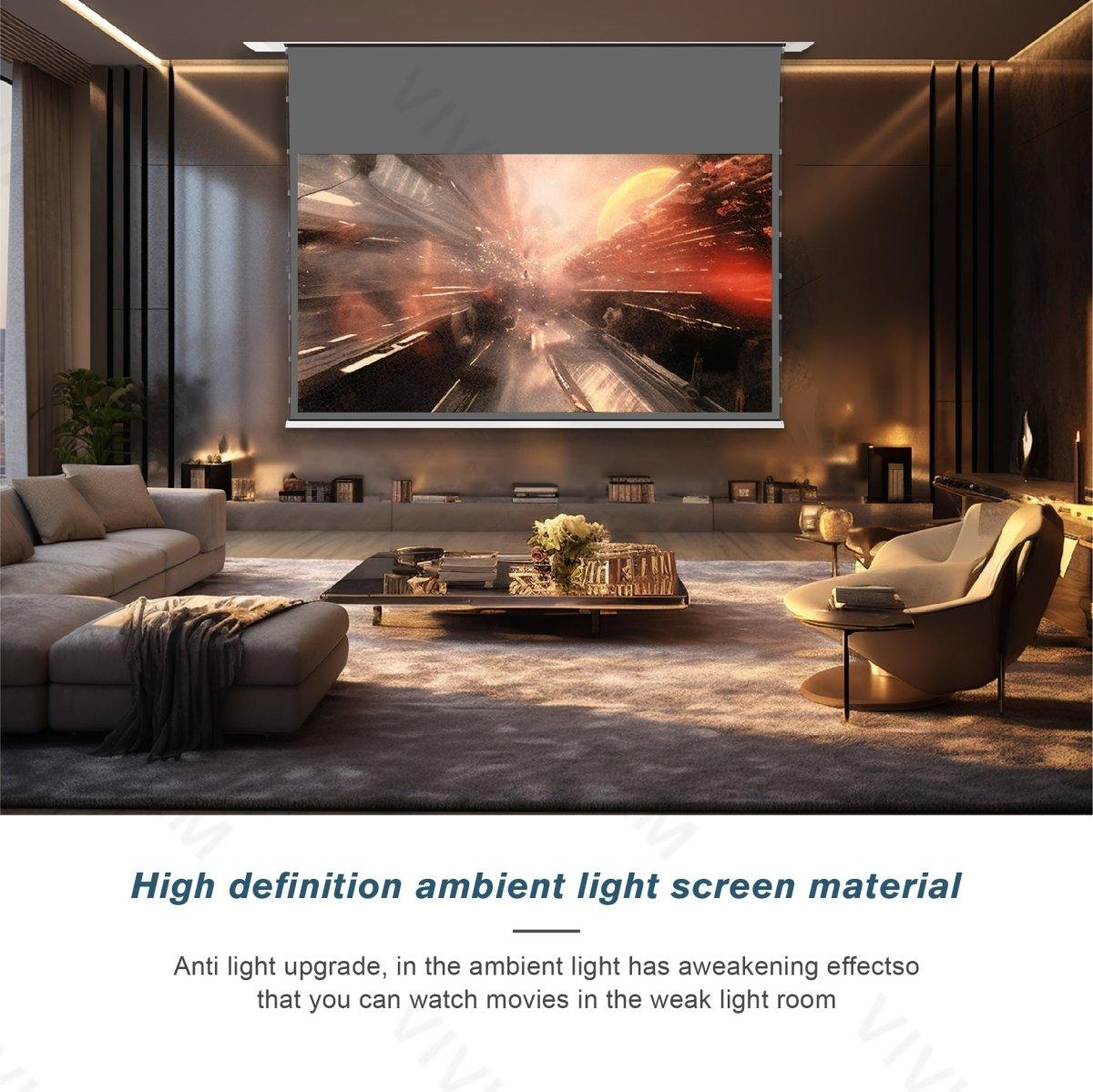 VIVIDSTORM PHANTOM  Recessed In-Ceiling Motorized Tension Obsidian Long Throw ALR Projector screen