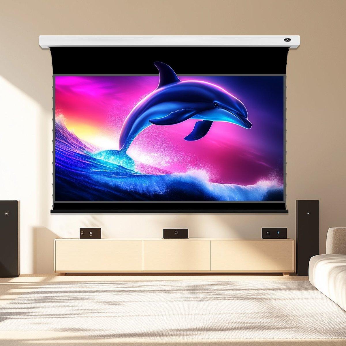 VIVIDSTORM Fusion ALR Slimline Motorized Tension Enhanced Long Throw ALR Projector screen