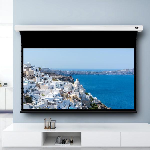 VIVIDSTORM White Cinema Perforated Slimline Motorized Tension Projector screen