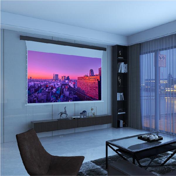 VIVIDSTORM Pearl White Cinema Plus Motorized Tension Floor Rising Projector screen