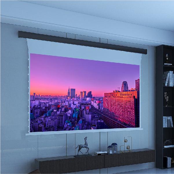 VIVIDSTORM White Cinema Perforated Slimline Motorized Tension Projector screen