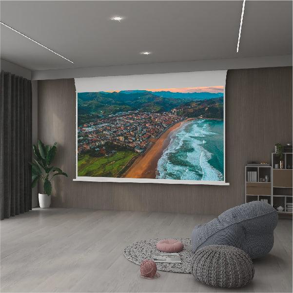 VIVIDSTORM Pearl White Cinema Plus Motorized Tension Floor Rising Projector screen