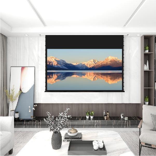 VIVIDSTORM Pearl White Cinema Plus Motorized Tension Floor Rising Projector screen