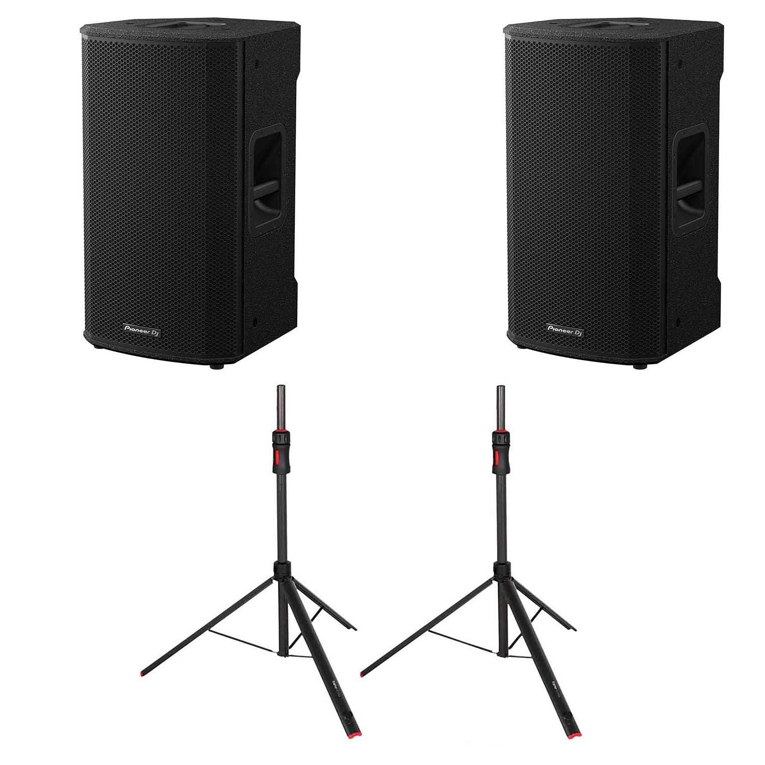 Pioneer DJ XPRS 12-inch Active Loudspeaker Package with Gator Speaker Stand