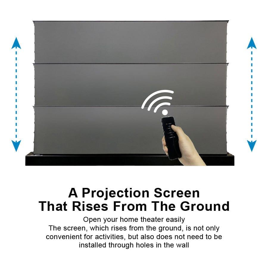 VIVIDSTORM S 3D ALR Motorized Tension Floor Rising 3D Obsidian Long Throw ALR(high gain) Projector screen