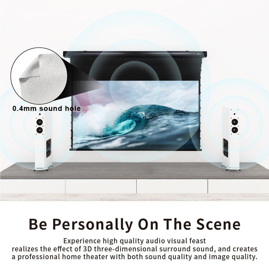 VIVIDSTORM White Cinema Perforated Slimline Motorized Tension Projector screen